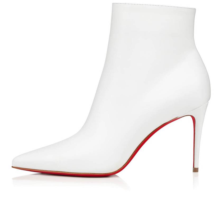 Women's Christian Louboutin So Kate Booty 85mm Calf Ankle Boots - White [6258-179]